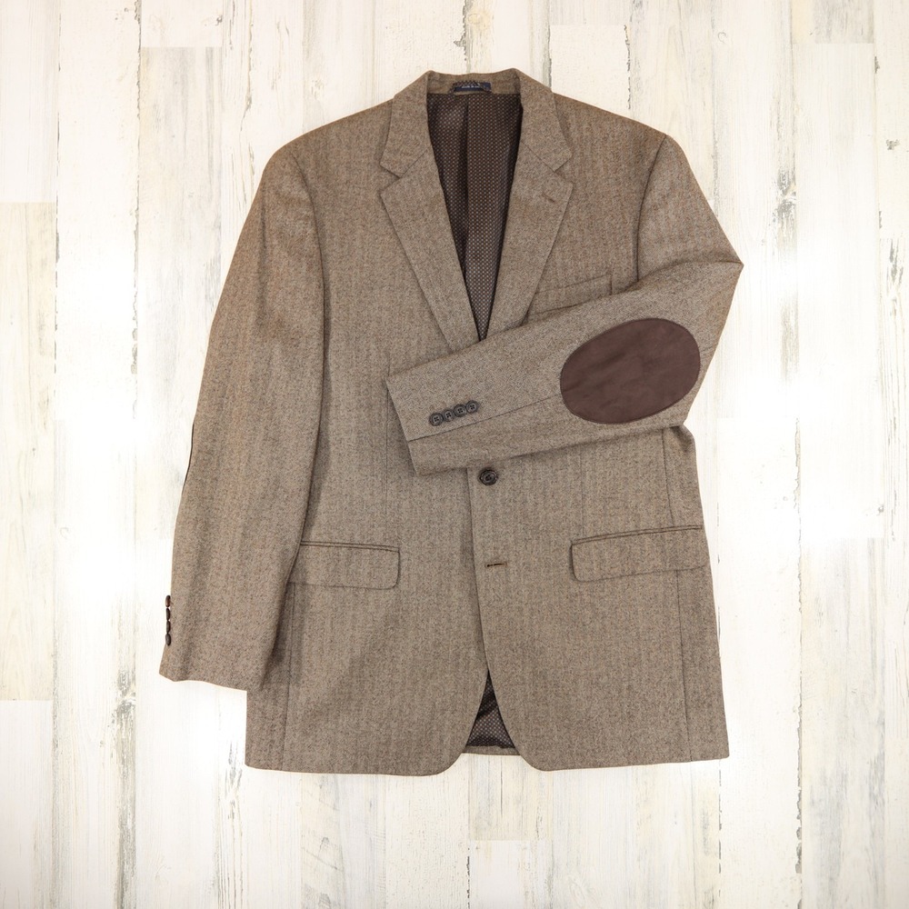 Ralph Lauren Sport Coat Mens 42L Brown Wool Cashmere Blend Elbow Patch
